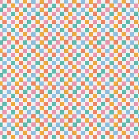 Fabric Editions Multicolor Retro Check Cotton Fabric